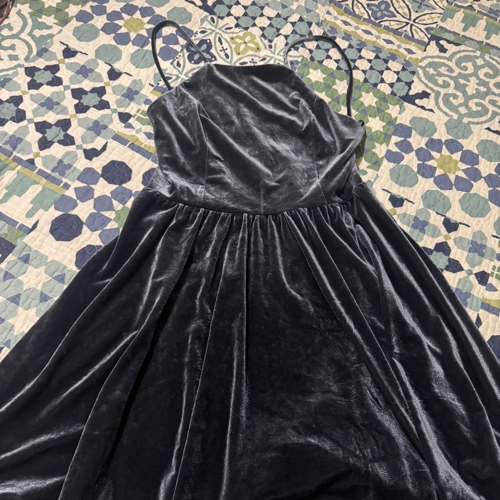Metallic velvet skater dress